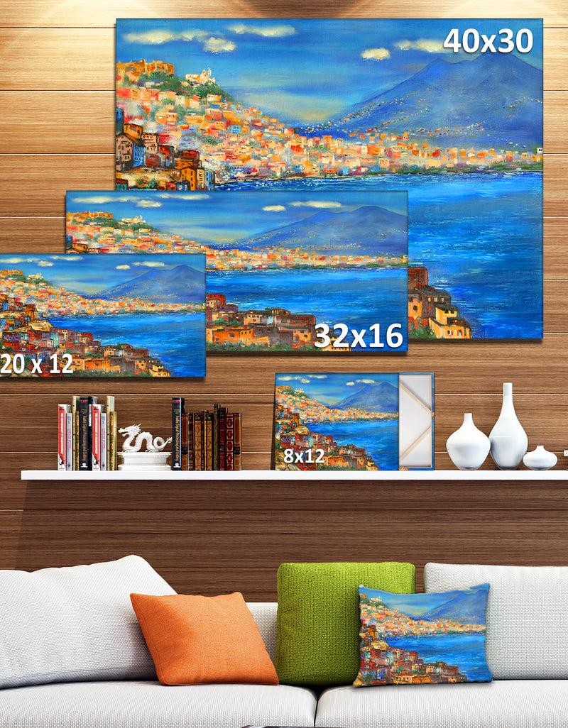 DesignQ Naples Today - Seascape Painting Canvas Print