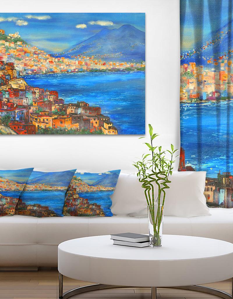 DesignQ Naples Today - Seascape Painting Canvas Print