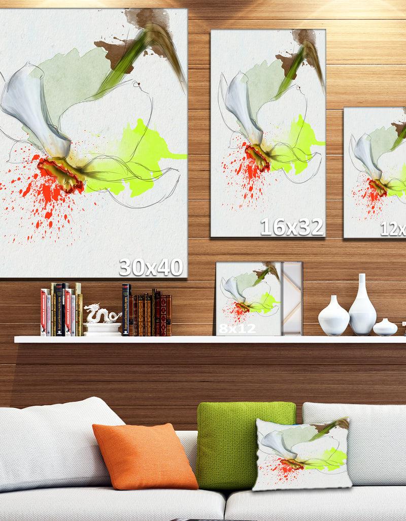 DesignQ Narcissus Flower Sketch Watercolor - Modern Floral Canvas Wall Art