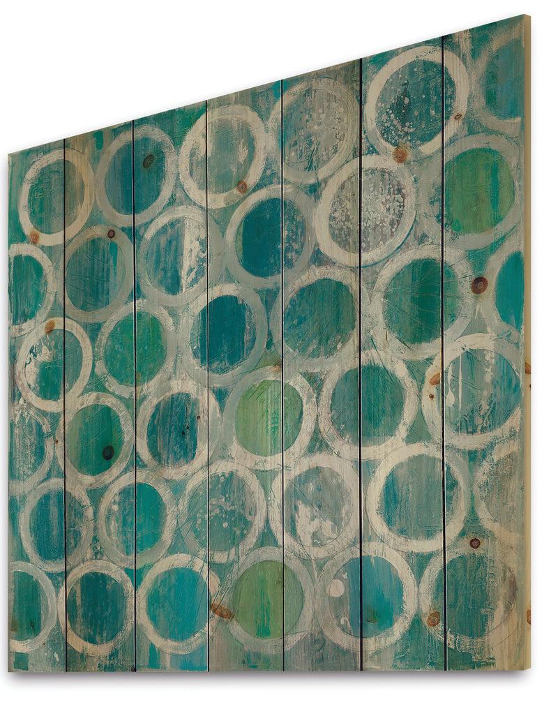 DesignQ Natural Blue Circle - Modern & Contemporary Print On Natural Pine Wood