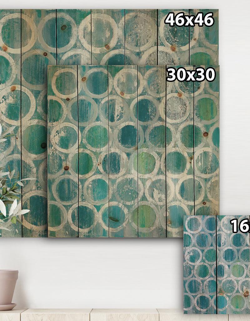 DesignQ Natural Blue Circle - Modern & Contemporary Print On Natural Pine Wood