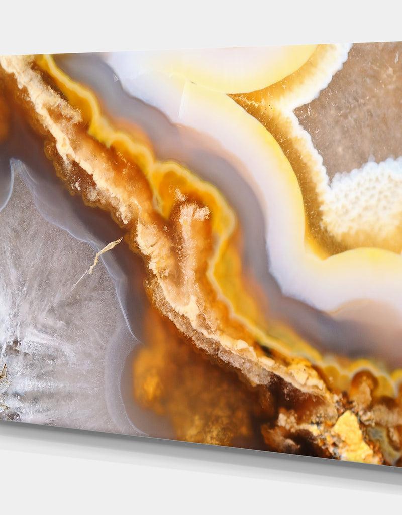 DesignQ Natural Brown Agate At Crystals - Stone Photographic On Wrapped Canvas