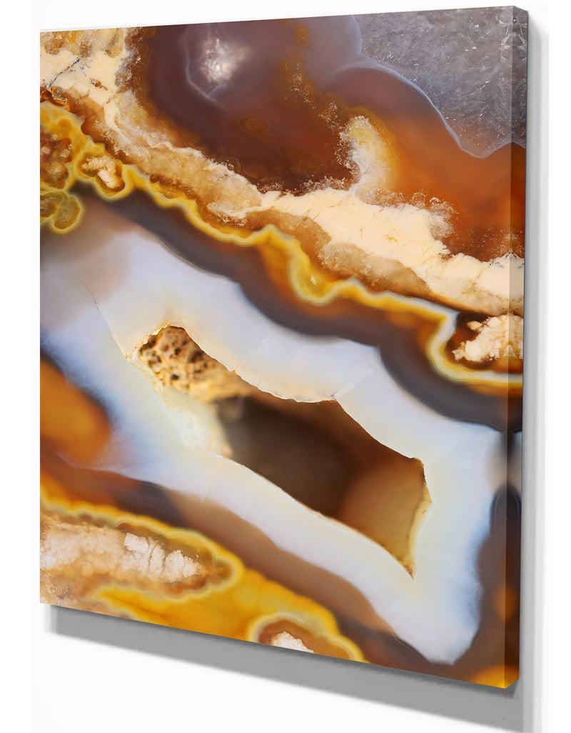 DesignQ Natural Brown Agate With Crystals - Stone Photographic On Wrapped Canvas