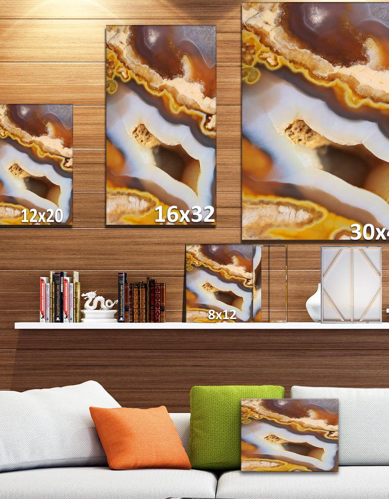 DesignQ Natural Brown Agate With Crystals - Stone Photographic On Wrapped Canvas