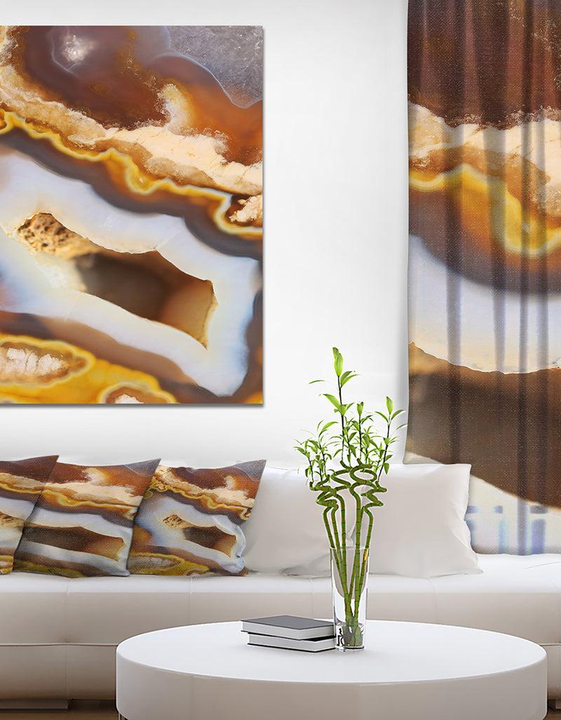 DesignQ Natural brown agate with crystals - Stone Photographic on Wrapped Canvas