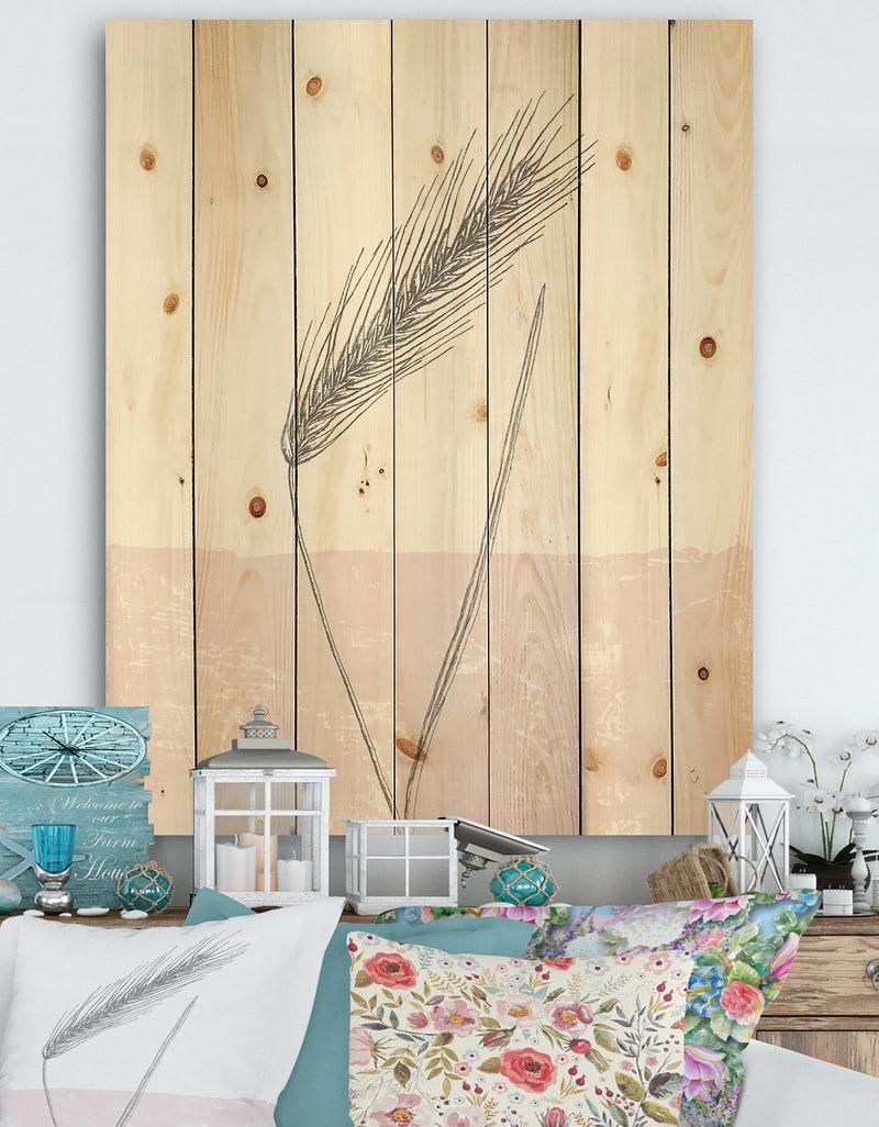 DesignQ Natural Element Farmhouse II - Cottage Print on Natural Pine Wood