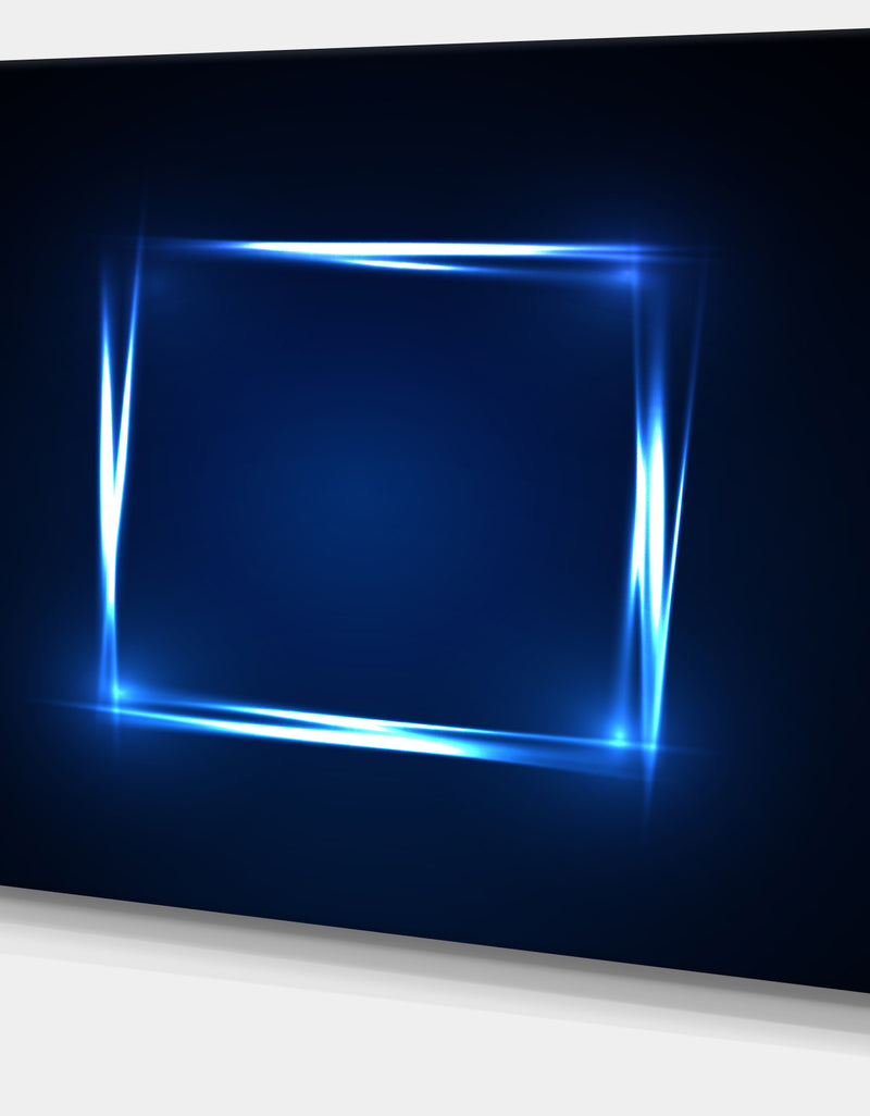 DesignQ Neon Shape Blue - Abstract Digital Art Canvas Print