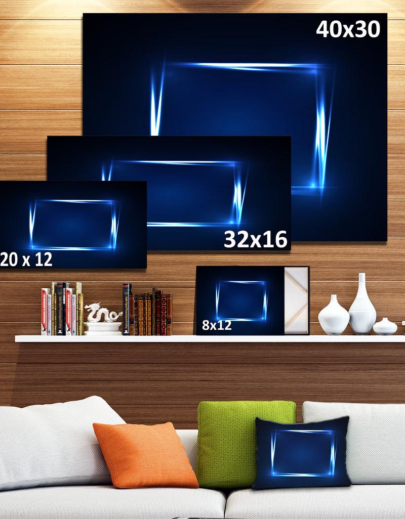 DesignQ Neon Shape Blue - Abstract Digital Art Canvas Print