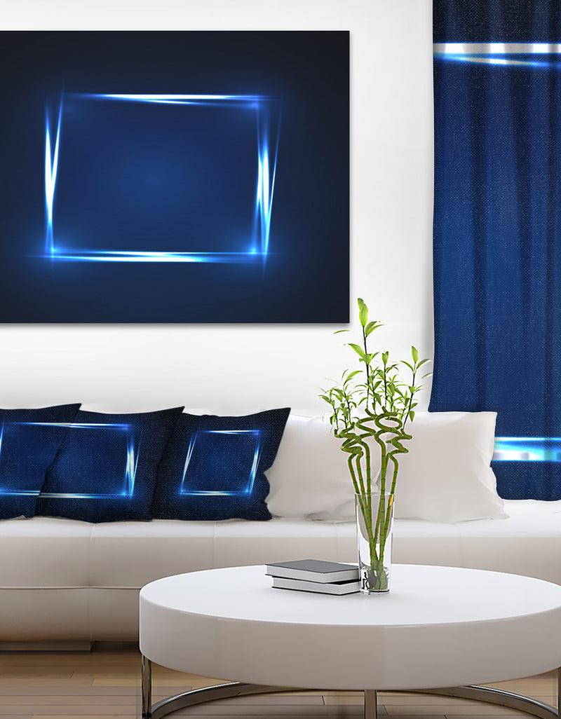 DesignQ Neon Shape Blue - Abstract Digital Art Canvas Print