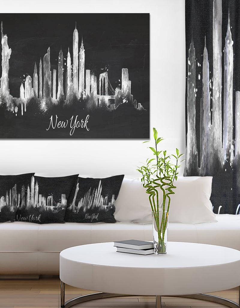 DesignQ New York Dark Silhouette - Cityscape Painting Canvas Print