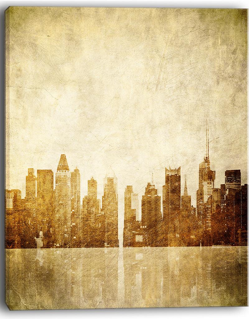 DesignQ New York Skyline Grunge View - Cityscape Canvas Print