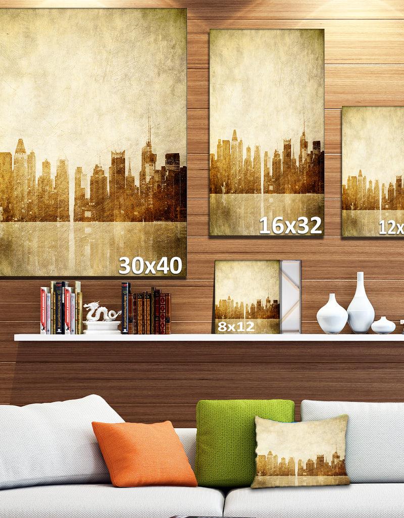 DesignQ New York Skyline Grunge View - Cityscape Canvas Print