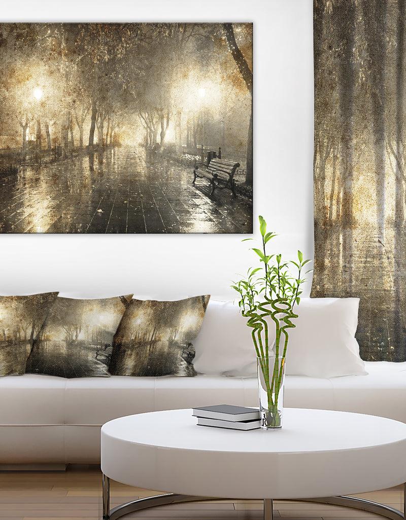 DesignQ Night Alley with Lights - Photography Landscape Canvas Print