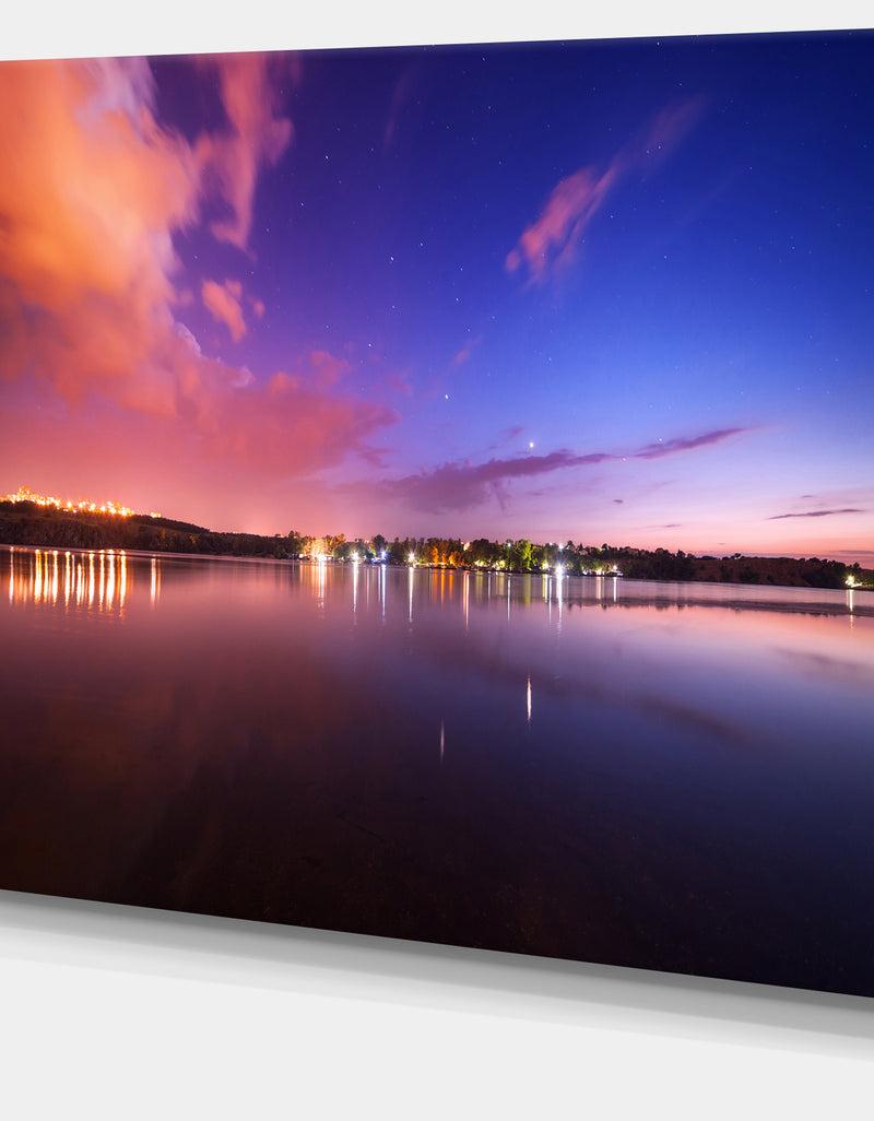 DesignQ Night Sky Reflection In River - Landscape Photo Canvas Print