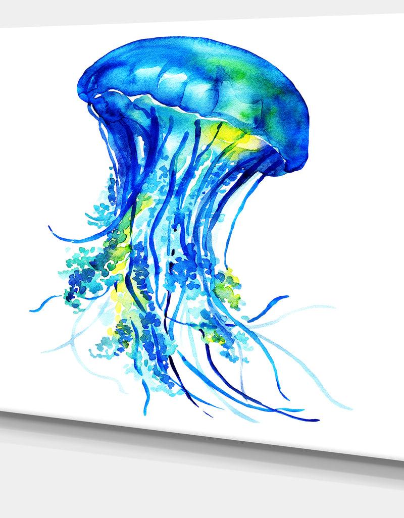 DesignQ Ocean Water Jellyfish - Animal Digital Art Canvas Print