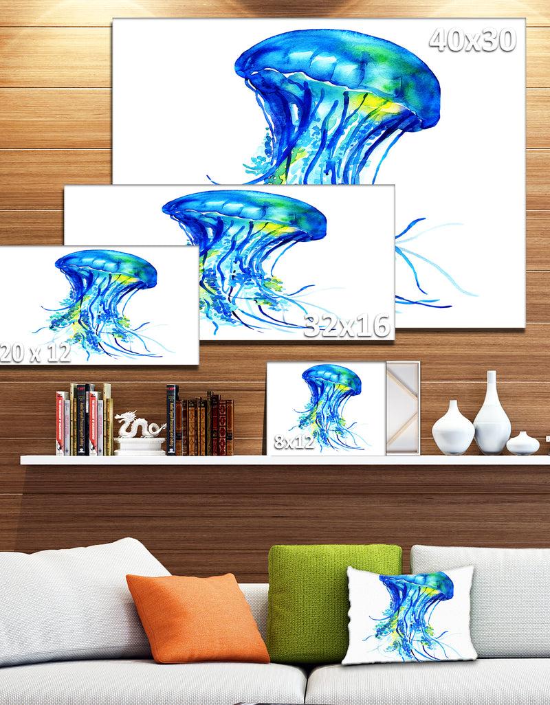 DesignQ Ocean Water Jellyfish - Animal Digital Art Canvas Print