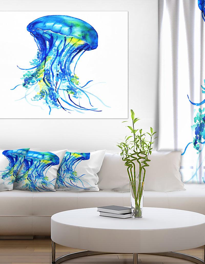 DesignQ Ocean Water Jellyfish - Animal Digital Art Canvas Print
