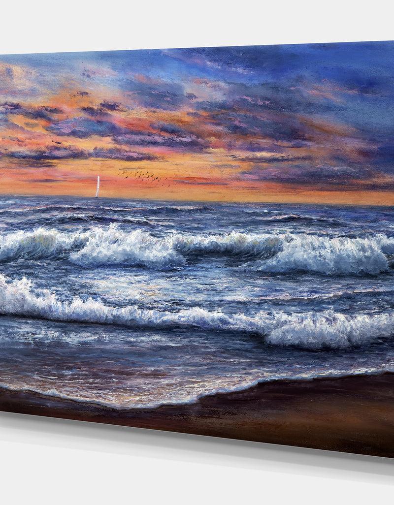 DesignQ Ocean Waves After Storm - Sea & Shore Photography On Wrapped Canvas