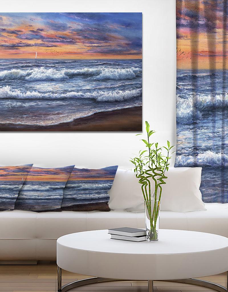 DesignQ Ocean Waves After Storm - Sea & Shore Photography On Wrapped Canvas