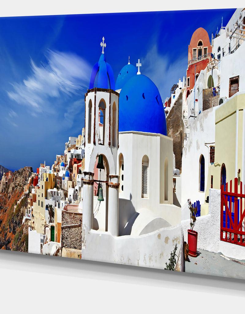 DesignQ Oia Village Greece Panorama - Landscape Wall Artwork