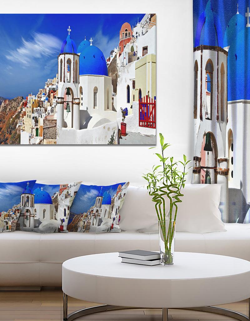DesignQ Oia Village Greece Panorama - Landscape Wall Artwork