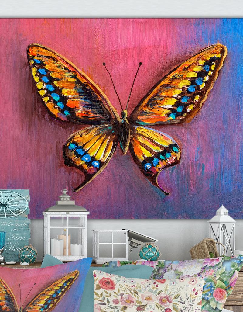 DesignQ Oil painting beautiful butterfly. - Cottage Canvas Wall Art