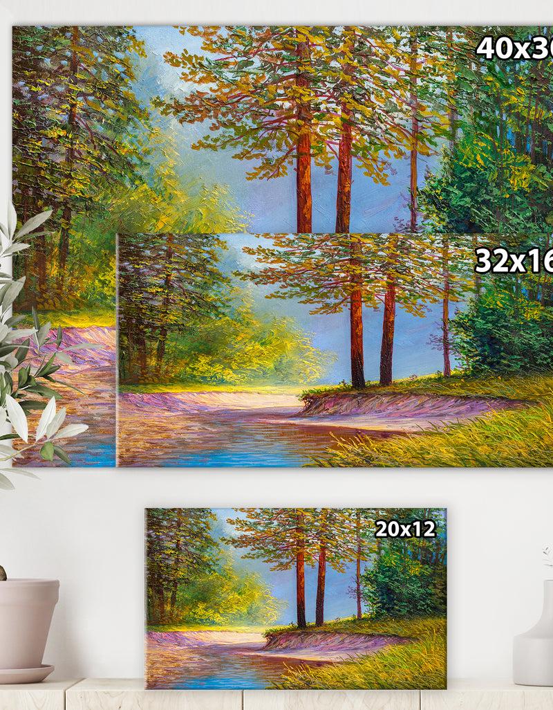 DesignQ Oil Painting Landscape Beautiful River. - Cottage Canvas Wall Art