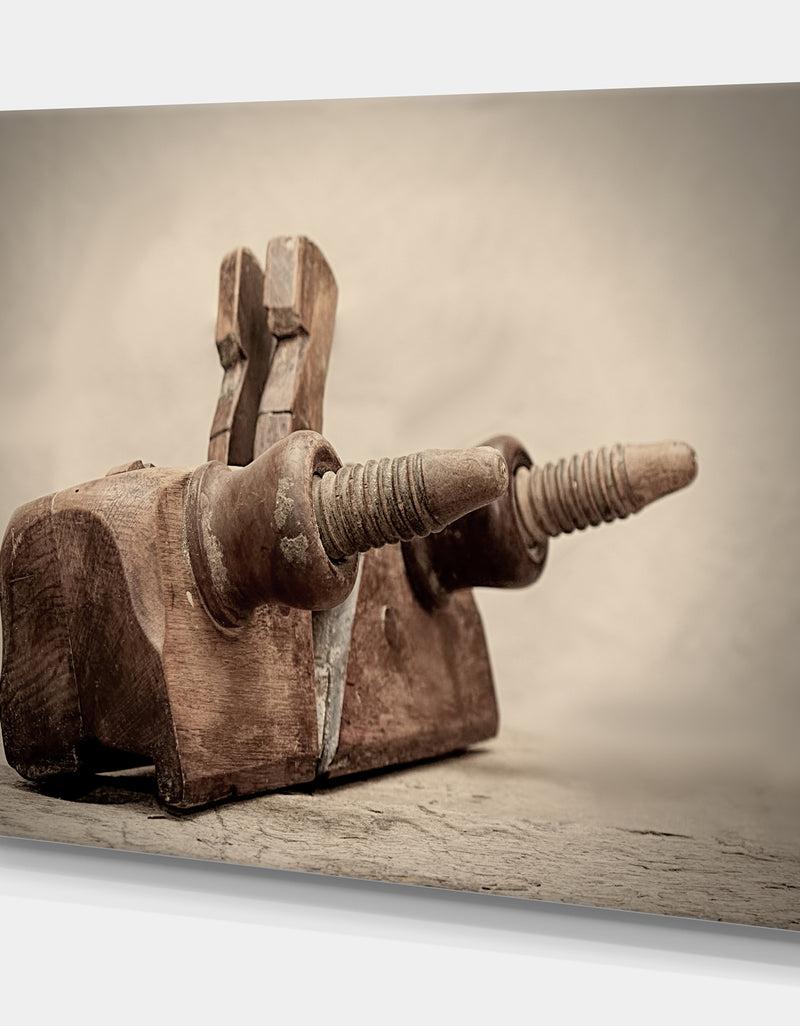 DesignQ Oild Joinery Wood Working Tools - Vintage Painting Print On Wrapped Canvas