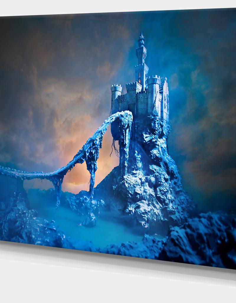 DesignQ Old Blue Castle Contemporary Canvas Art Print