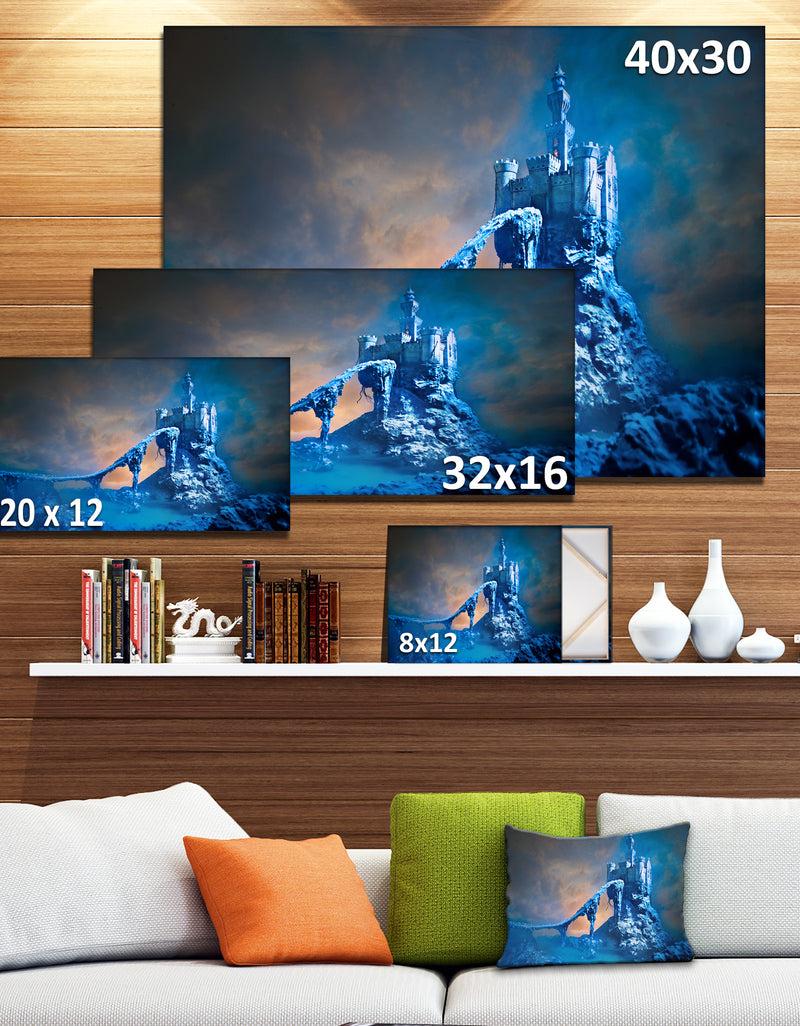 DesignQ Old Blue Castle Contemporary Canvas Art Print