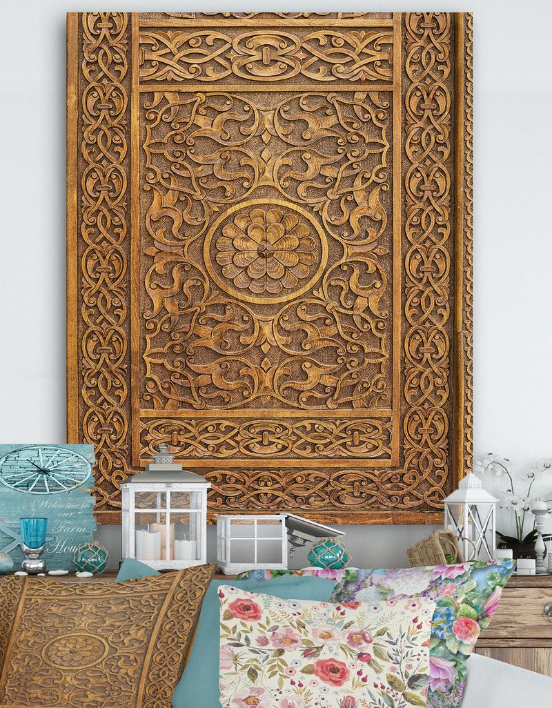 DesignQ Old Carved Wooden Door - Vintage Gallery-wrapped Canvas