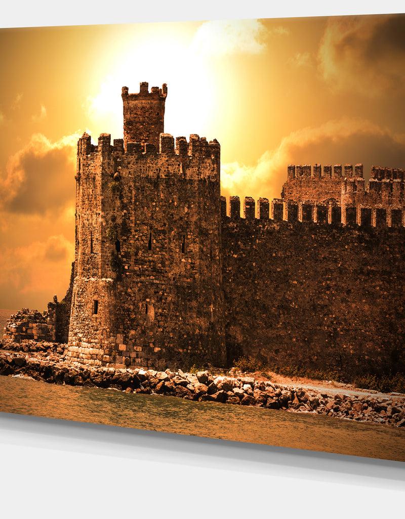 DesignQ Old Castle At Sunset - Landscape Canvas Wall Artwork
