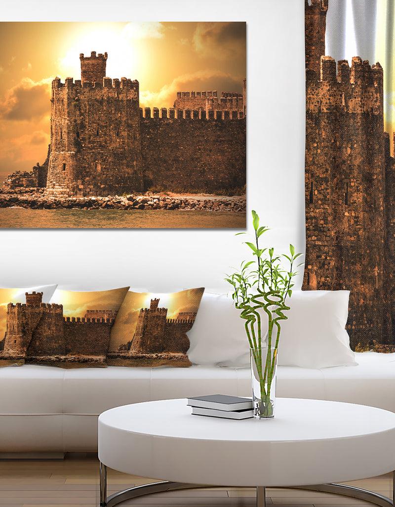 DesignQ Old Castle at Sunset - Landscape Canvas Wall Artwork
