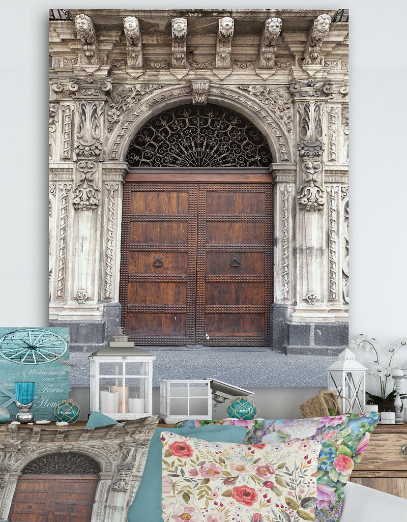 DesignQ Old Door in Catania - Vintage Gallery-wrapped Canvas