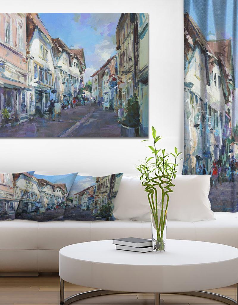 DesignQ Old town landscape painting - Cityscapes Photography on Wrapped Canvas