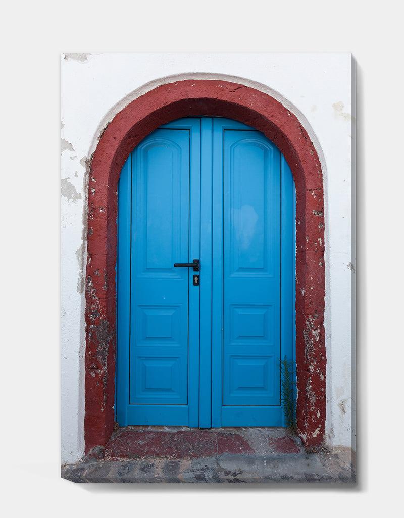 DesignQ Old Traditional Door In Oia Santorini Greece - Vintage Canvas Art