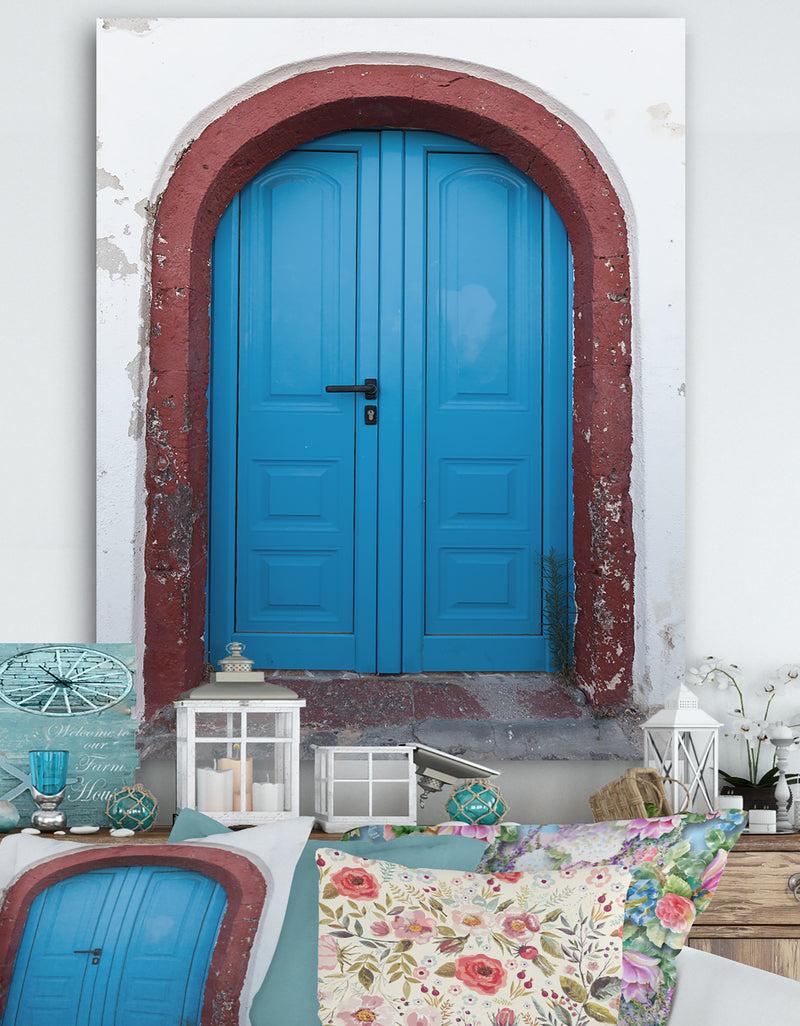 DesignQ Old Traditional Door in Oia Santorini Greece - Vintage Canvas Art