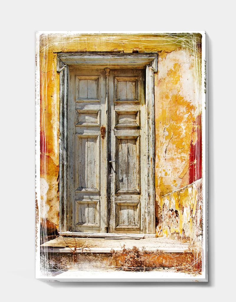 DesignQ Old Traditional Greek Doors - Vintage Canvas Artwork