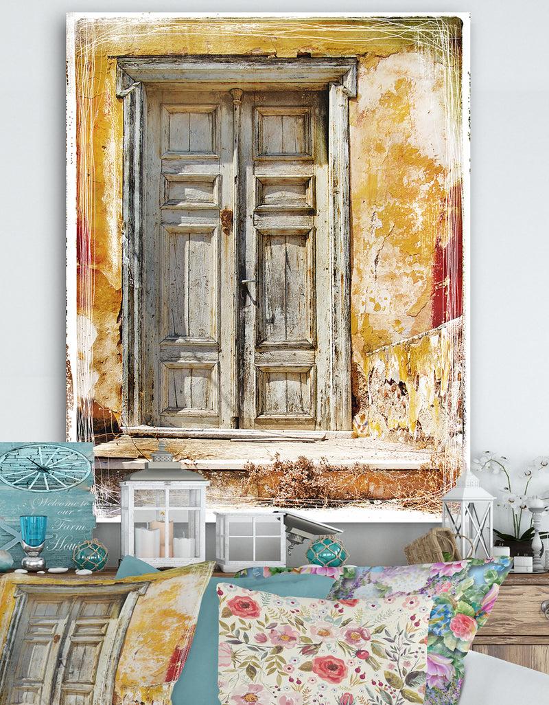 DesignQ Old Traditional Greek Doors - Vintage Canvas Artwork