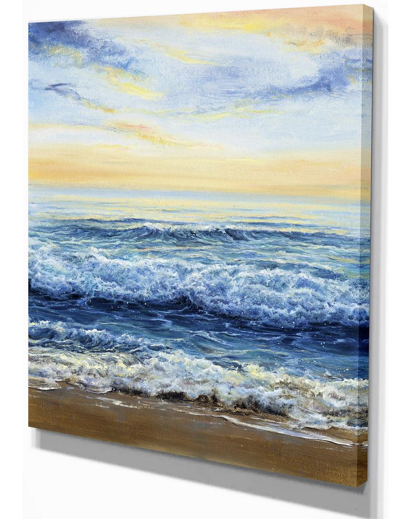 DesignQ On The Beach - Sea & Shore Painting Print On Wrapped Canvas