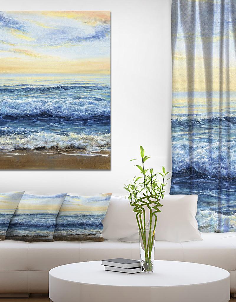 DesignQ On the beach - Sea & Shore Painting Print on Wrapped Canvas
