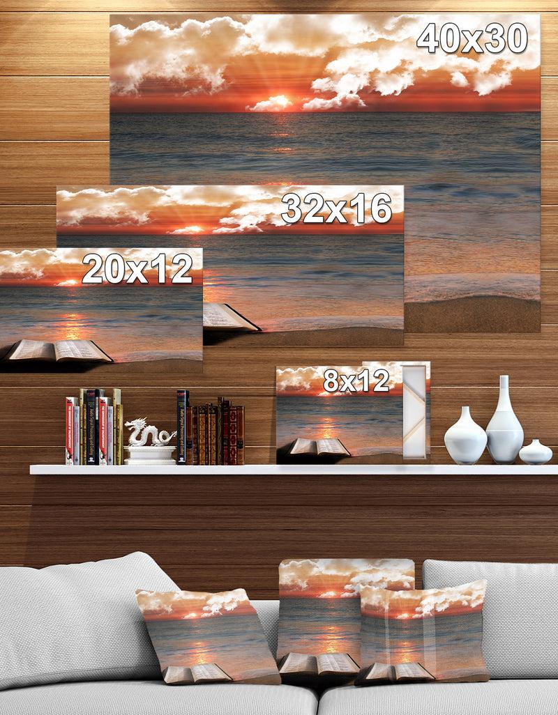 DesignQ Open Bible In Cloudy Sunset - Sea & Shore Contemporary On Wrapped Canvas