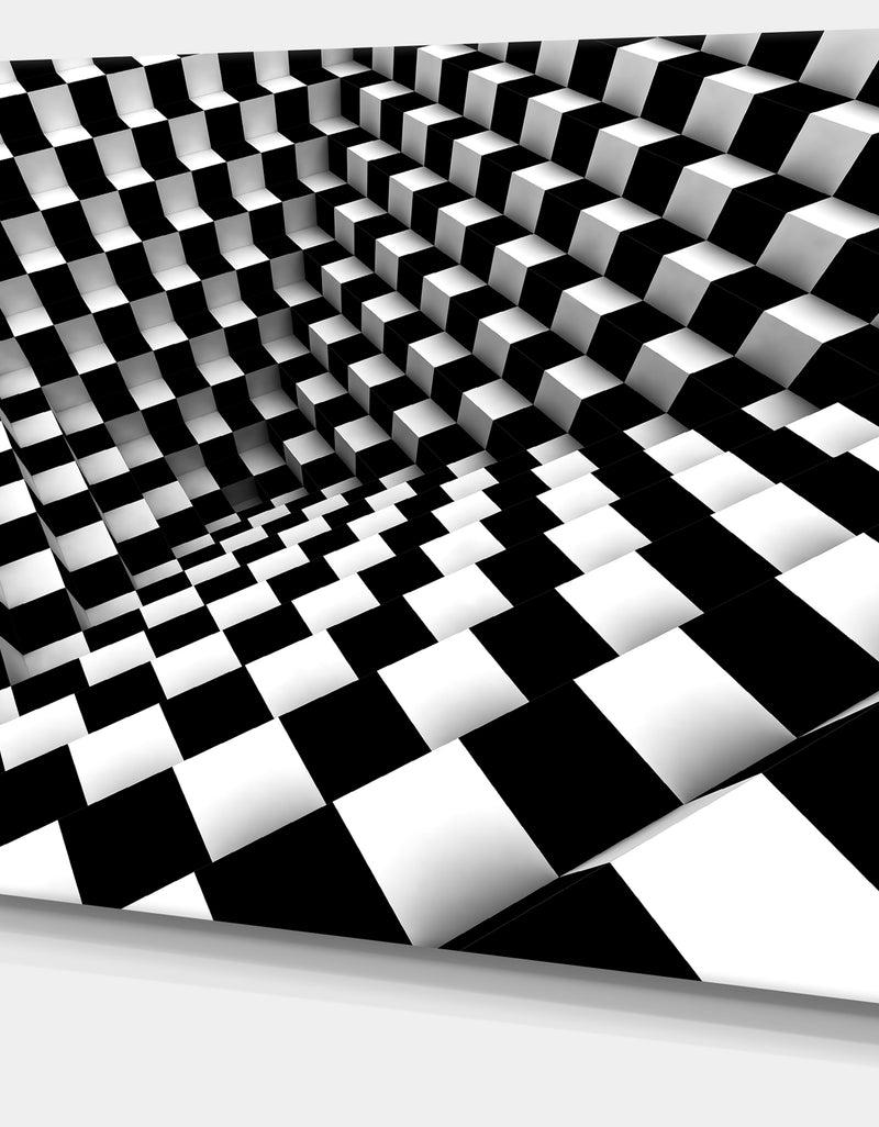DesignQ Optical Black And White Pattern - Abstract Canvas Art Print