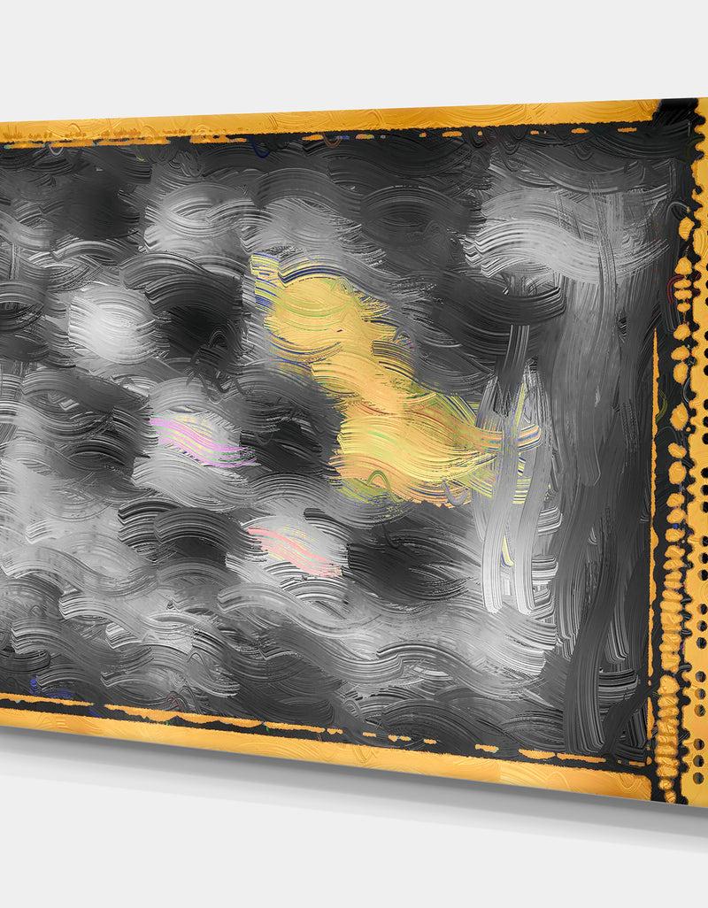 DesignQ Orange And Black Glass Effect - Modern Canvas Wall Art