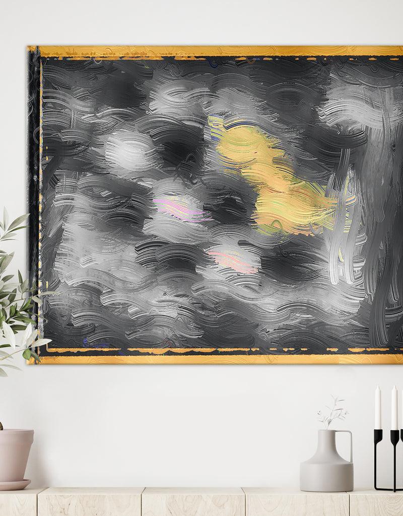 DesignQ Orange and Black Glass Effect - Modern Canvas Wall Art