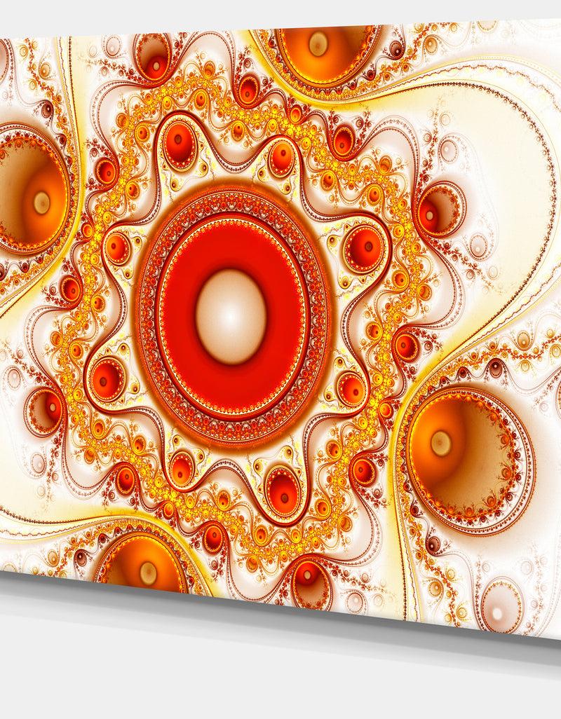 DesignQ Orange Fractal Pattern With Circles - Large Wall Art On Canvas