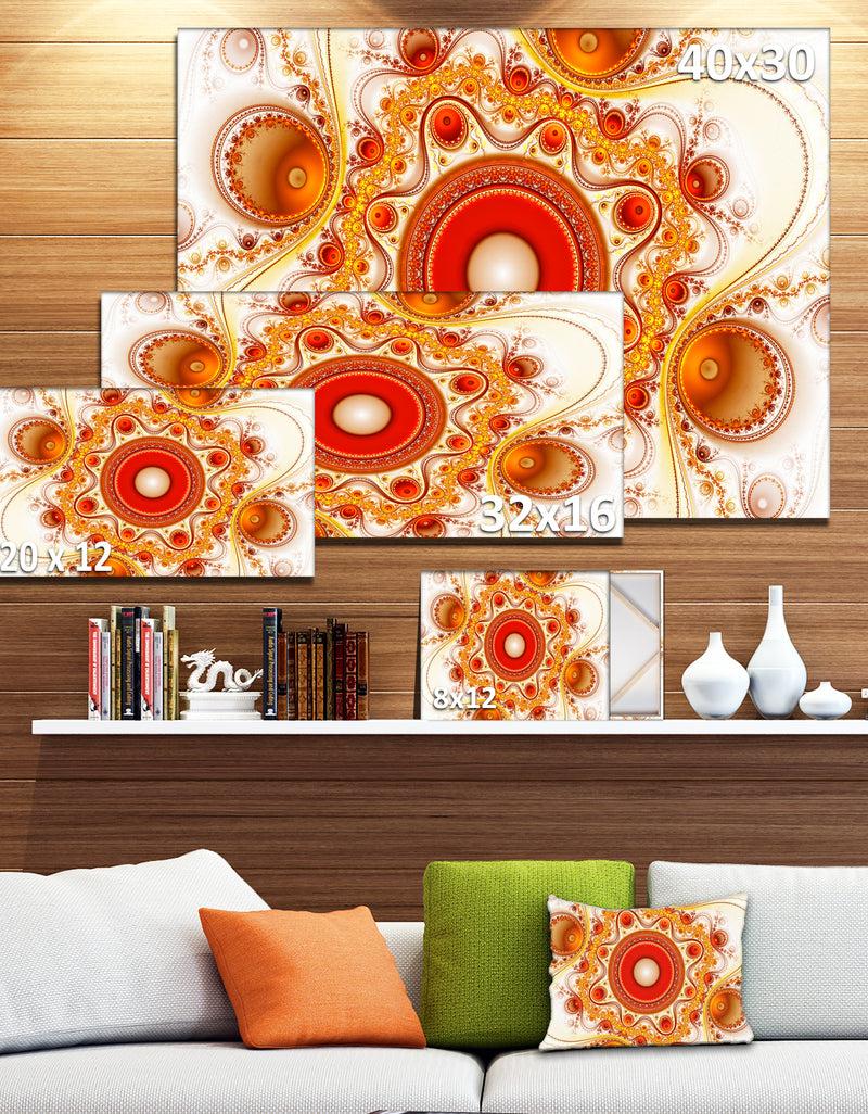 DesignQ Orange Fractal Pattern With Circles - Large Wall Art On Canvas