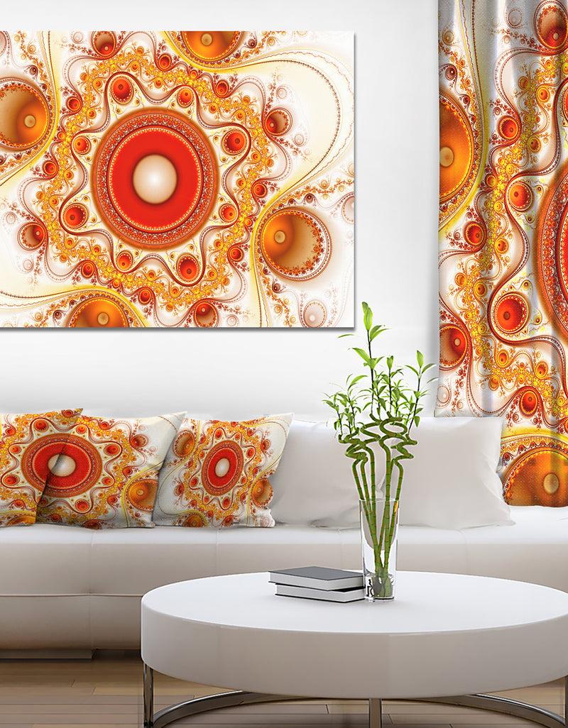 DesignQ Orange Fractal Pattern with Circles - Large Wall Art on Canvas