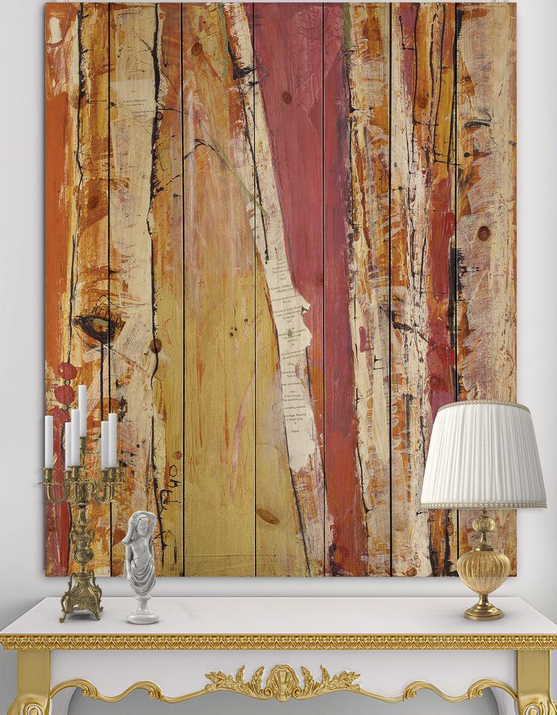 DesignQ Orange Glam Natural Wood - Traditional Print on Natural Pine Wood
