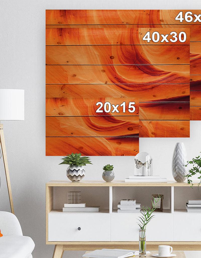DesignQ Orange Upper Antelope Canyon - Landscape Photography Print On Natural Pine Wood